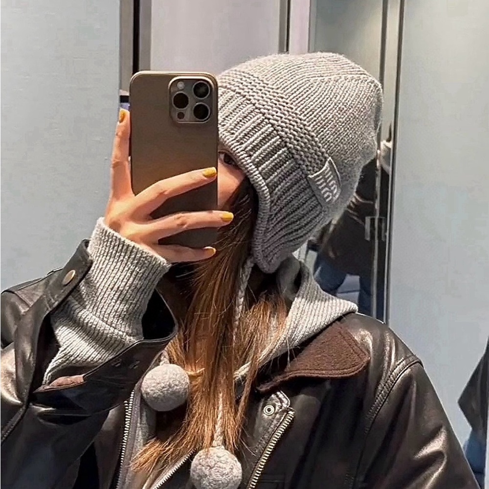 Miu Miu Gray Knit Hat